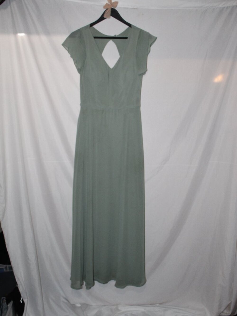Kennedy Blue Light Sage Flutter Sleeve Maxi Dress